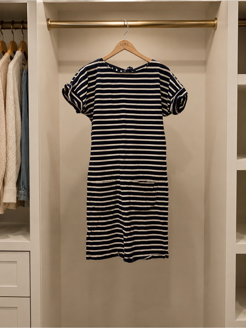 Weird Fish Navy And White Striped Casual Tee Dress